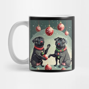 Black Christmas Pugs Mug